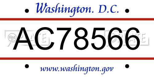 AC78566 District Of Columbia License Plate