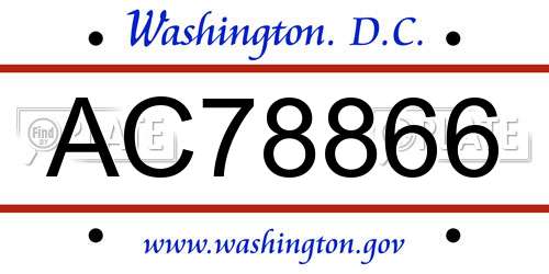 AC78866 District Of Columbia License Plate