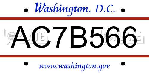 AC7B566 District Of Columbia License Plate