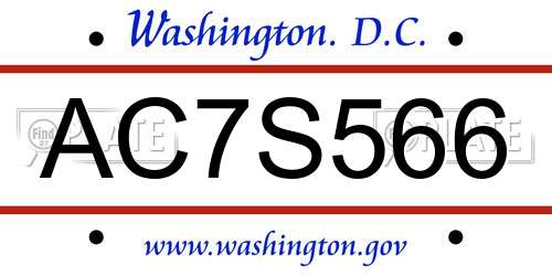 AC7S566 District Of Columbia License Plate