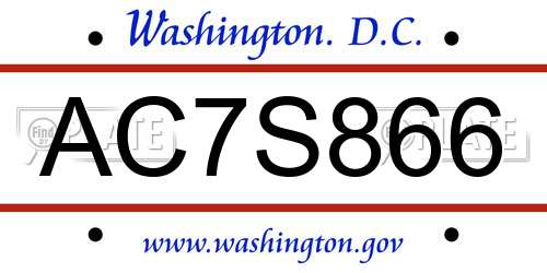 AC7S866 District Of Columbia License Plate