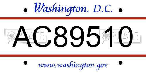 AC89510 District Of Columbia License Plate