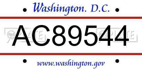 AC89544 District Of Columbia License Plate