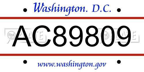 AC89809 District Of Columbia License Plate