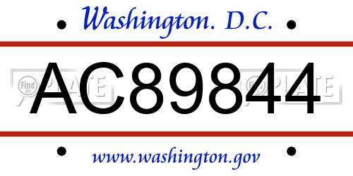 AC89844 District Of Columbia License Plate