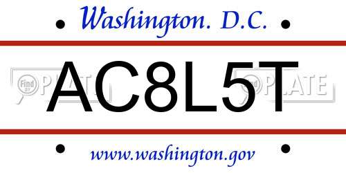 AC8L5T District Of Columbia License Plate