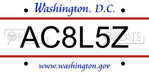 AC8L5Z District Of Columbia License Plate