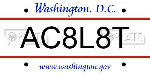 AC8L8T District Of Columbia License Plate