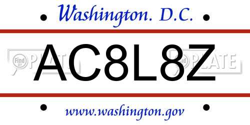 AC8L8Z District Of Columbia License Plate