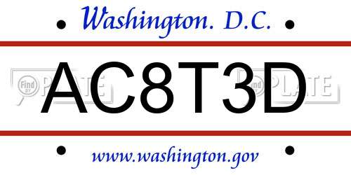 AC8T3D District Of Columbia License Plate