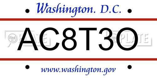 AC8T3O District Of Columbia License Plate