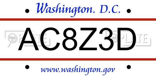 AC8Z3D District Of Columbia License Plate