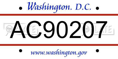 AC90207 District Of Columbia License Plate