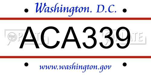 ACA339 District Of Columbia License Plate