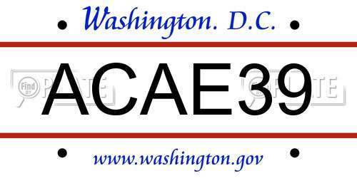 ACAE39 District Of Columbia License Plate