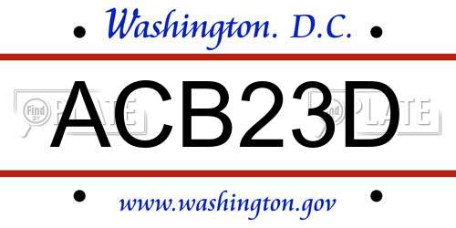 ACB23D District Of Columbia License Plate