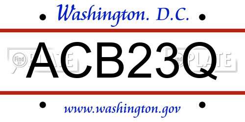 ACB23Q District Of Columbia License Plate