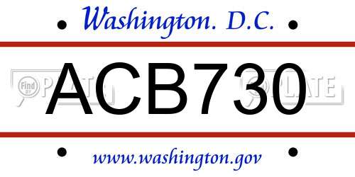 ACB730 District Of Columbia License Plate