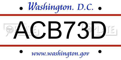 ACB73D District Of Columbia License Plate