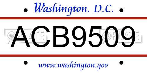ACB9509 District Of Columbia License Plate