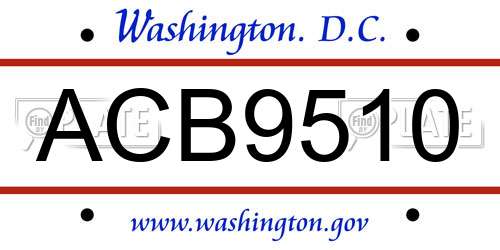 ACB9510 District Of Columbia License Plate