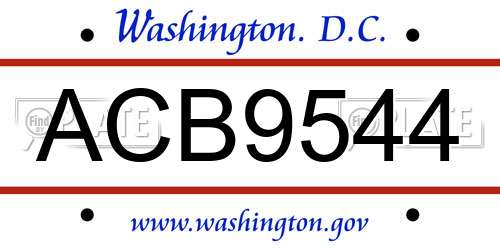 ACB9544 District Of Columbia License Plate