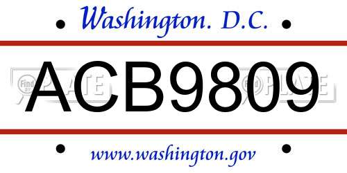 ACB9809 District Of Columbia License Plate