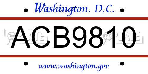 ACB9810 District Of Columbia License Plate
