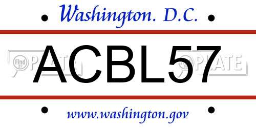 ACBL57 District Of Columbia License Plate