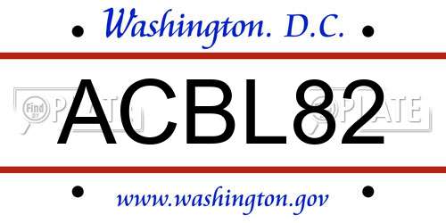 ACBL82 District Of Columbia License Plate