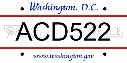 ACD522 District Of Columbia License Plate