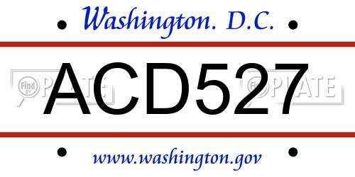 ACD527 District Of Columbia License Plate