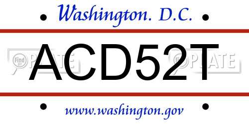 ACD52T District Of Columbia License Plate