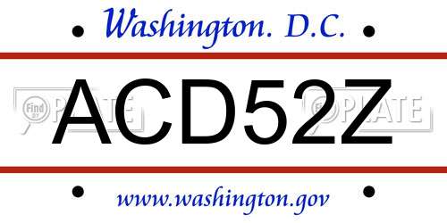 ACD52Z District Of Columbia License Plate