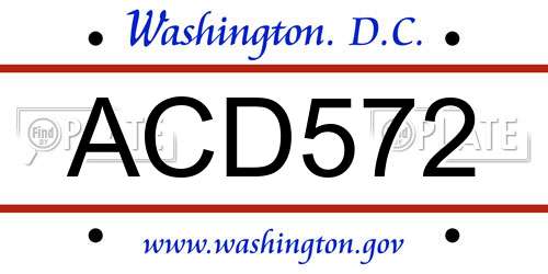 ACD572 District Of Columbia License Plate