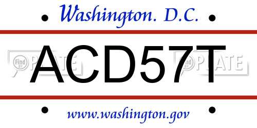 ACD57T District Of Columbia License Plate