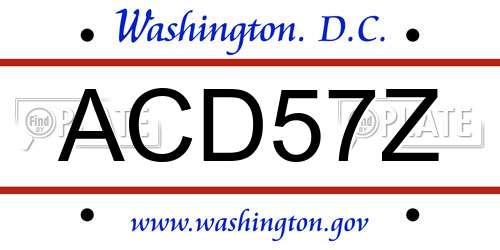 ACD57Z District Of Columbia License Plate