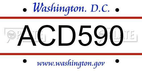 ACD590 District Of Columbia License Plate