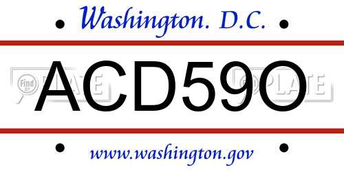 ACD59O District Of Columbia License Plate