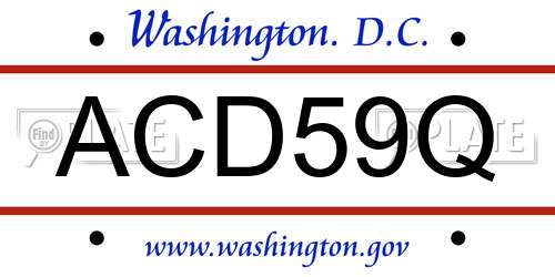 ACD59Q District Of Columbia License Plate