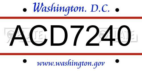 ACD7240 District Of Columbia License Plate