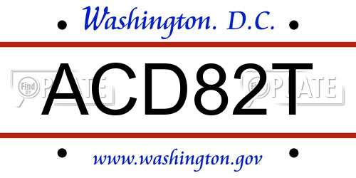 ACD82T District Of Columbia License Plate