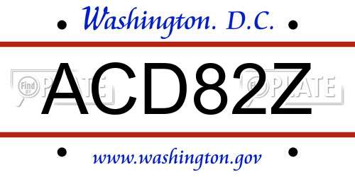 ACD82Z District Of Columbia License Plate