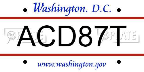 ACD87T District Of Columbia License Plate