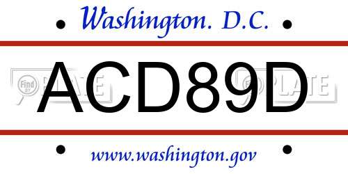ACD89D District Of Columbia License Plate