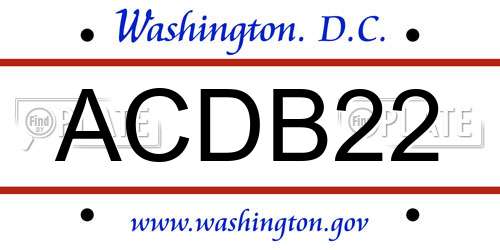 ACDB22 District Of Columbia License Plate