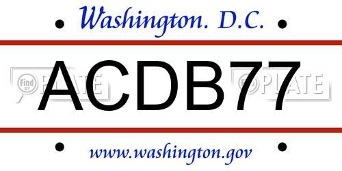 ACDB77 District Of Columbia License Plate