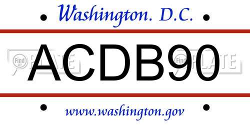 ACDB90 District Of Columbia License Plate