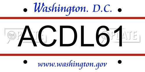 ACDL61 District Of Columbia License Plate