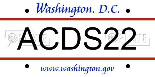 ACDS22 District Of Columbia License Plate